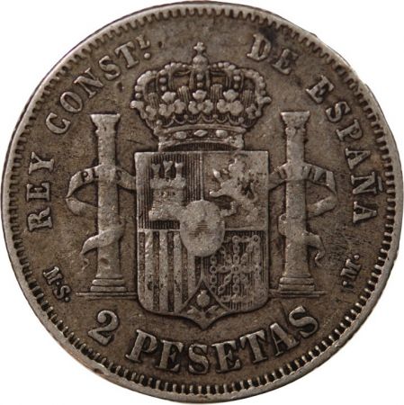 Espagne ESPAGNE, ALPHONSE XII - 2 PESETAS ARGENT 1882 MSM