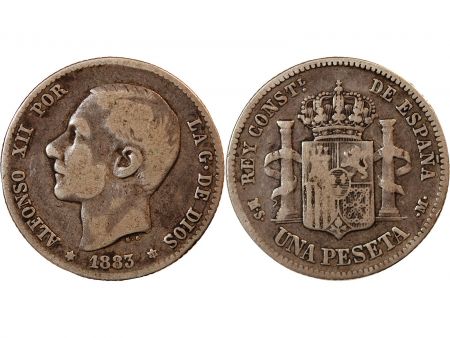 Espagne ESPAGNE  ALPHONSE XII - PESETA ARGENT 1883