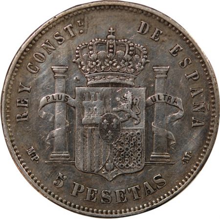 Espagne ESPAGNE  ALPHONSE XIII - 5 PESETAS ARGENT 1888 MPM