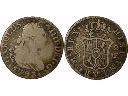 Espagne Espagne, Charles IV - 2 Reales Argent - 1793 MMF Madrid