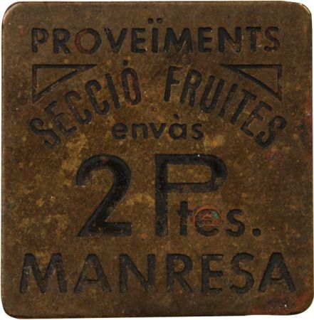 Espagne Espagne, Cooperativa Mansera - Jeton 2 Pesetas 1931 / 1939 - Nécessité