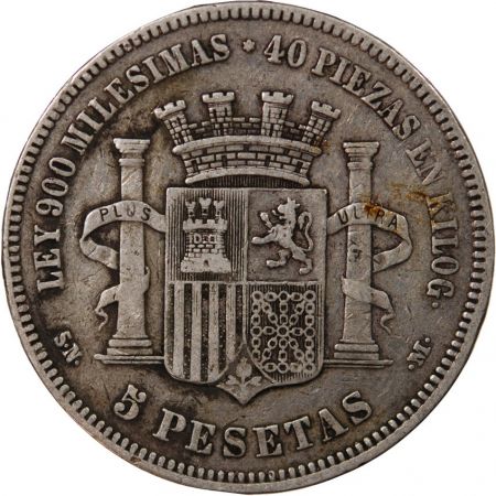 Espagne ESPAGNE  GOUVERNEMENT PROVISOIRE - 5 PESETAS ARGENT 1870 SNM