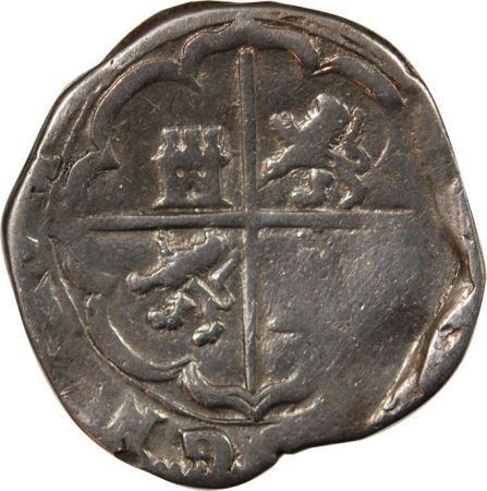 Espagne ESPAGNE  PHILIPPE II  III  IV - COB 2 REALES ARGENT 1555 / 1565 TOLEDE - MONNAIE DE PIRATE