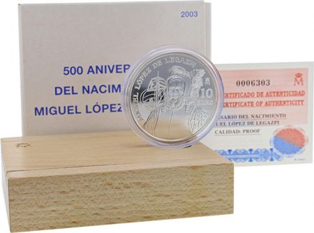 Espagne Miguel Lopez de Legazpi - 10 Euros Argent BE 2003