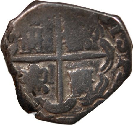 ESPAGNE OU COLONIES  PHILIPPE II  III  IV - COB 2 REALES ARGENT 1555 / 1565 - MONNAIE DE PIRATE