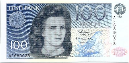 Estonie 100 Krooni - Lydia Koidula (1843-1886) - 1991 - P.74 - Neuf