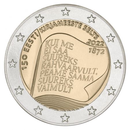 Estonie 2 Euros Commémo. BU (coincard) Estonie 2022 - 150 ans de la Société de Littérature estonienne