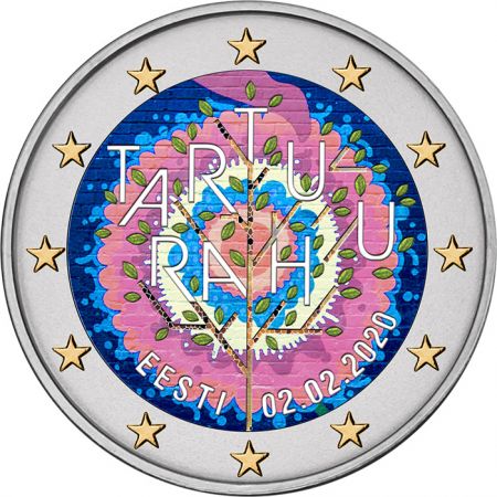 Estonie 2 Euros Commémo. COULEUR Estonie 2020 - 100 ans du traité de Paix de Tartu
