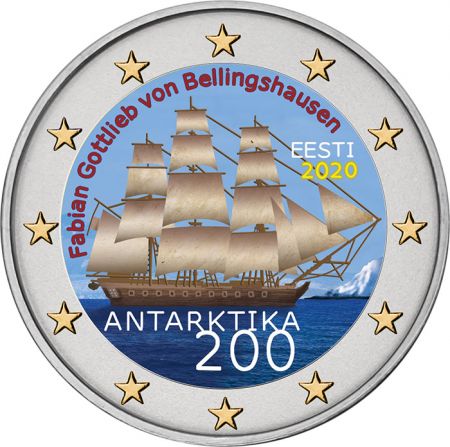 Estonie 2 Euros Commémo. COULEUR Estonie 2020 - 200 ans de la première expédition en Antarctique