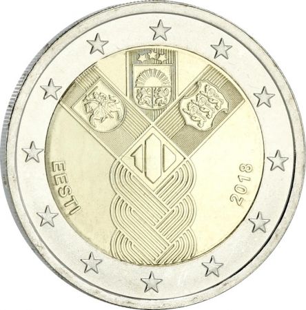 Estonie 2 Euros Commémo. Estonie 2018 - 100 ans états Baltes