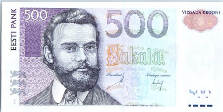 Estonie 500 Krooni  C.R. Jakobson - Oiseau - 2007