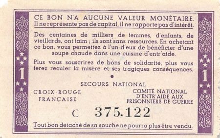 ETAT FRANCAIS  MARECHAL PETAIN - BON DE SOLIDARITE 1 FRANC 1941 / 1942 - TTB+