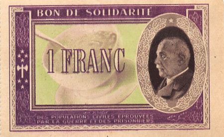 ETAT FRANCAIS  MARECHAL PETAIN - BON DE SOLIDARITE 1 FRANC 1941 - SUP