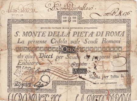 Etat Pontifical 8 Scudi - Monte della Piete Di Roma 1796
