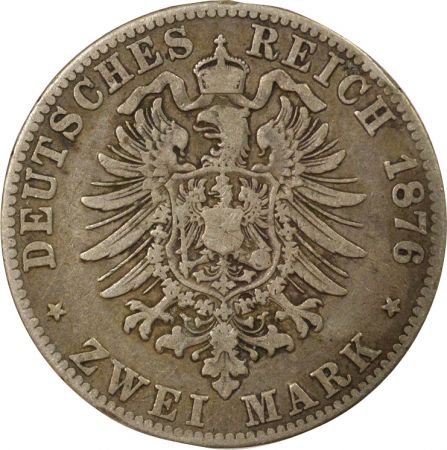 Etats Allemands (Prusse) Allemagne, Prusse, Guillaume I - 2 Mark Argent - 1876 C Francfort