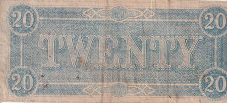 Etats Confédérés d\'Amérique 20 Dollars - A.H. Stephens - 1864 - Série VI - Richmond - P.69