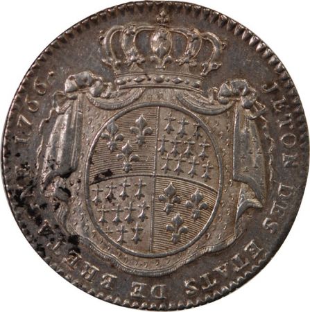 ETATS DE BRETAGNE  LOUIS XV  JETON ARGENT 1766 RENNES Daniel 116