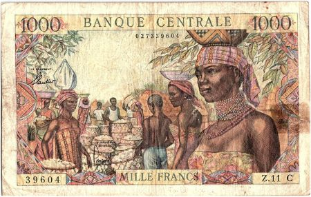 Etats de l\'Afrique Equatoriale 1000 Francs Femmes, marché - Bûcherons - 1963