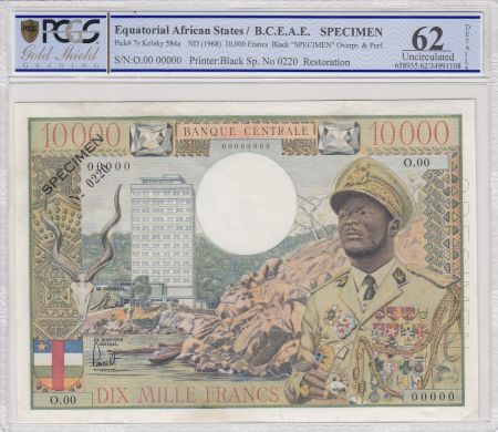 Etats de l\'Afrique Equatoriale 10000 Francs Bokassa - 1968 Spécimen PCGS 62