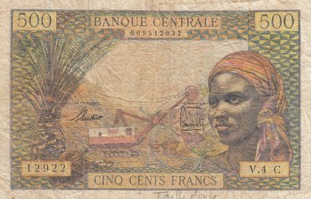 Etats de l\'Afrique Equatoriale 500 Francs ND1963 - Femme, extraction minière, chameaux - Série V.4 - C = CONGO