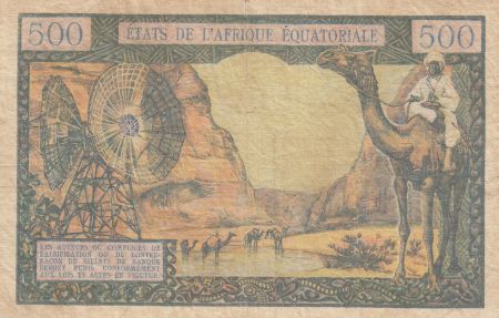 Etats de l\'Afrique Equatoriale 500 Francs ND1963 - Femme, Mine, chameaux - D = GABON