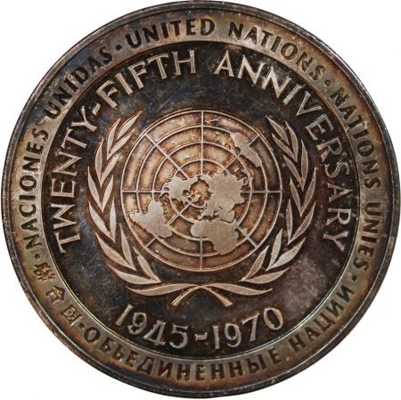 Etats Unis d\'Amérique 25e ANNIVERSAIRE NATIONS UNIES - MEDAILLE ARGENT - 1945-1970