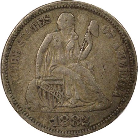 Etats Unis d\'Amérique Etats-Unis - 10 Cents Argent, Seated Liberty Dime - 1882 Philadelphie