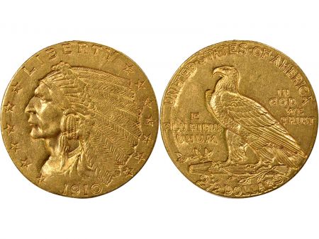 Etats Unis d\'Amérique Etats-Unis, Tête D\'Indien - 2 1/2 Dollars Or 1910 Philadelphie