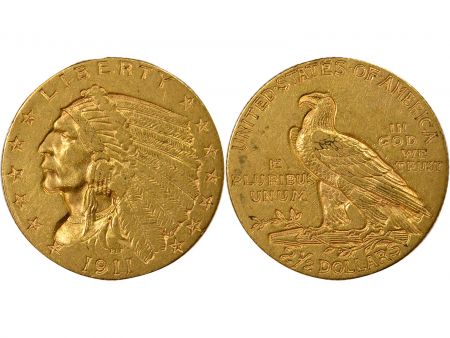 Etats Unis d\'Amérique Etats-Unis, Tête D\'Indien - 2 1/2 Dollars Or 1911 Philadelphie