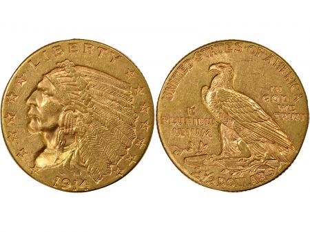 Etats Unis d\'Amérique Etats-Unis, Tête D\'Indien - 2 1/2 Dollars Or 1914 Philadelphie