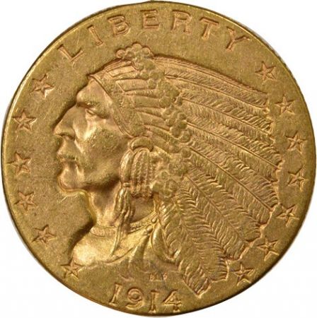 Etats Unis d\'Amérique Etats-Unis, Tête D\'Indien - 2 1/2 Dollars Or 1914 Philadelphie
