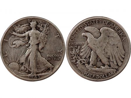 Etats Unis d\'Amérique USA - 1/2 DOLLAR ARGENT Liberty Walking\  1945\ 