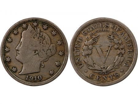 Etats Unis d\'Amérique USA - 5 CENTS Liberty Nickel\  1910\ 