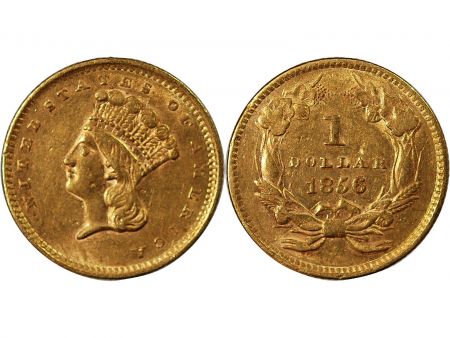 Etats Unis d\'Amérique USA  INDIEN - 1 DOLLAR OR 1856