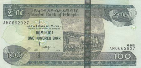 Ethiopie 100 Birr 2004 - Laboureur et vaches - Laborantin