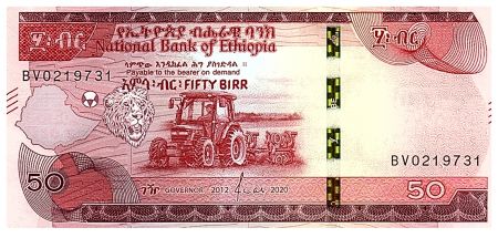 Ethiopie 50 Birr Tracteur - 2012-2020 - Série BV -Neuf