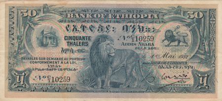 Ethiopie 50 Thalers, Lion - Immeuble Banque Centrale - 1932