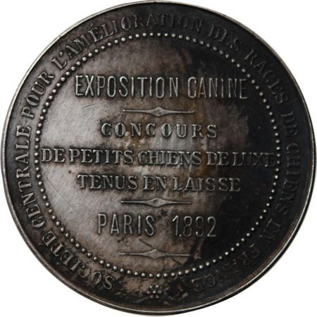 EXPOSITION CANINE PARIS - JETON ARGENT 1892