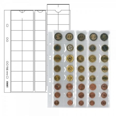 Feuilles numismatiques pour 5 séries euros courants