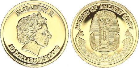 Fidji 10 Dollars - Elisabeth II - Histoire de l\'Egypte -Toutankhamon 2010 - Or