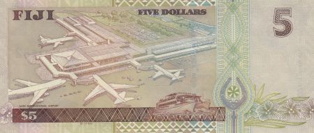 Fidji 5  Dollars Elisabeth II - Aéroport, avions - 2002