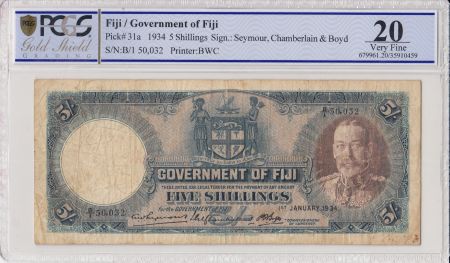 Fidji 5 Shilling  - 1934 - PCGS VF 20