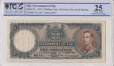 Fidji 5 Shilling George VI - 1942 - PCGS VF 25
