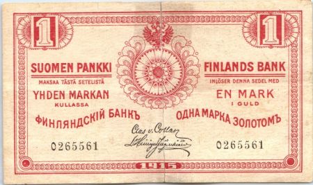Finlande 1 Markkaa Rouge - 1915