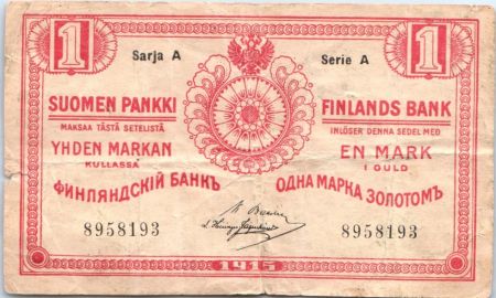 Finlande 1 Markkaa Rouge - 1915 Série A