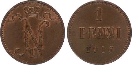 Finlande 1 Penni - Monogramme Nicolas II Tsar de Russie - années varéies 1895-1916 - TTB