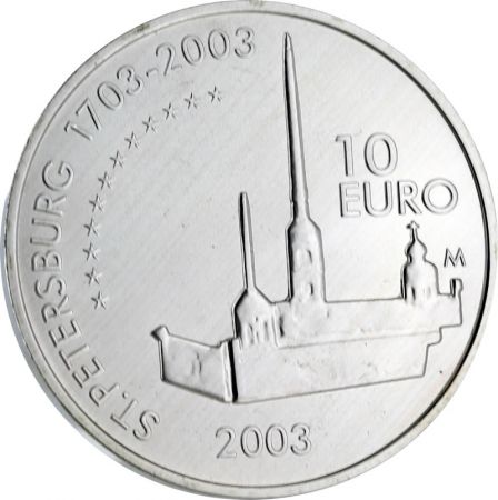 Finlande 10 Euros Argent Finlande 2003 - Mannerheim - 300 ans St Petersbourg
