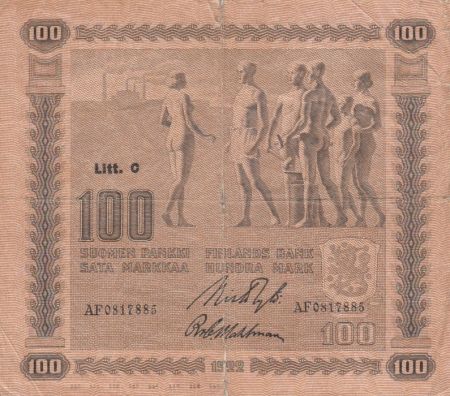 Finlande 100 Markkaa Groupe de personnes - 1932 / 1945