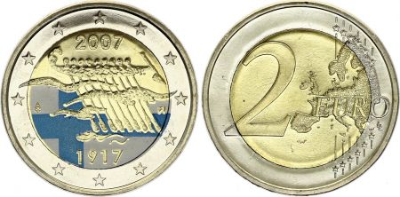Finlande 2 Euros - 90ème anniversaire de l\'indépendance de la Finlande - Colorisée - 2007