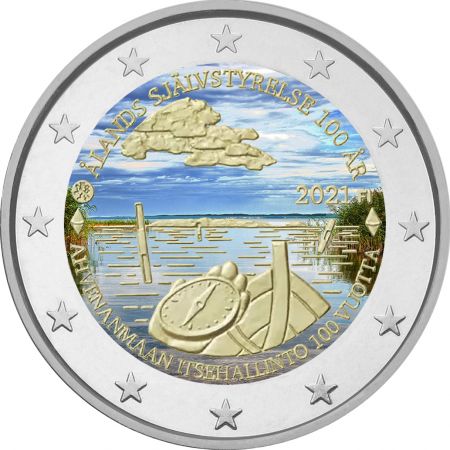 Finlande 2 Euros Commémo. COULEUR FINLANDE 2021 - 100 ans de lautonomie des Îles Åland